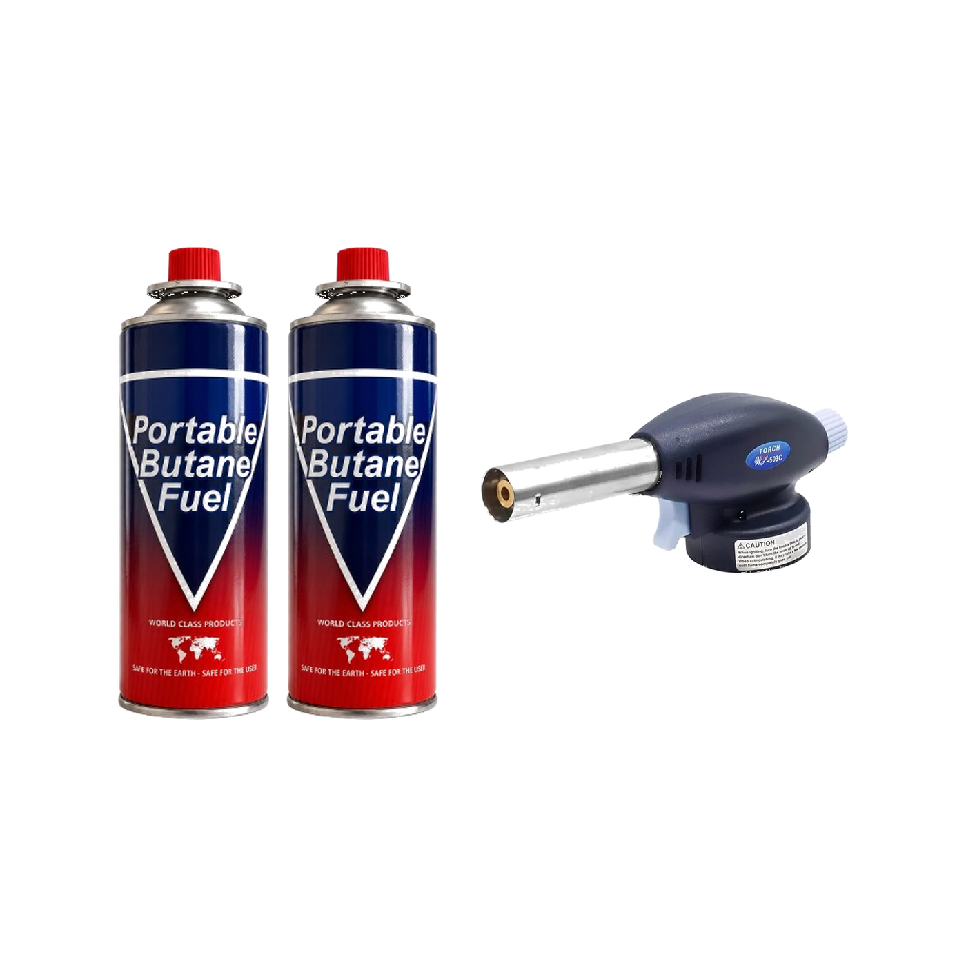 ZoraCook 2 Gas Cylinders + Blue Gun Torch Combo
