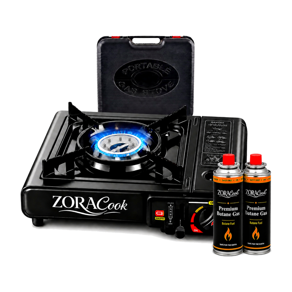 ZORACook Portable Gas Stove + 2 Butane Canisters