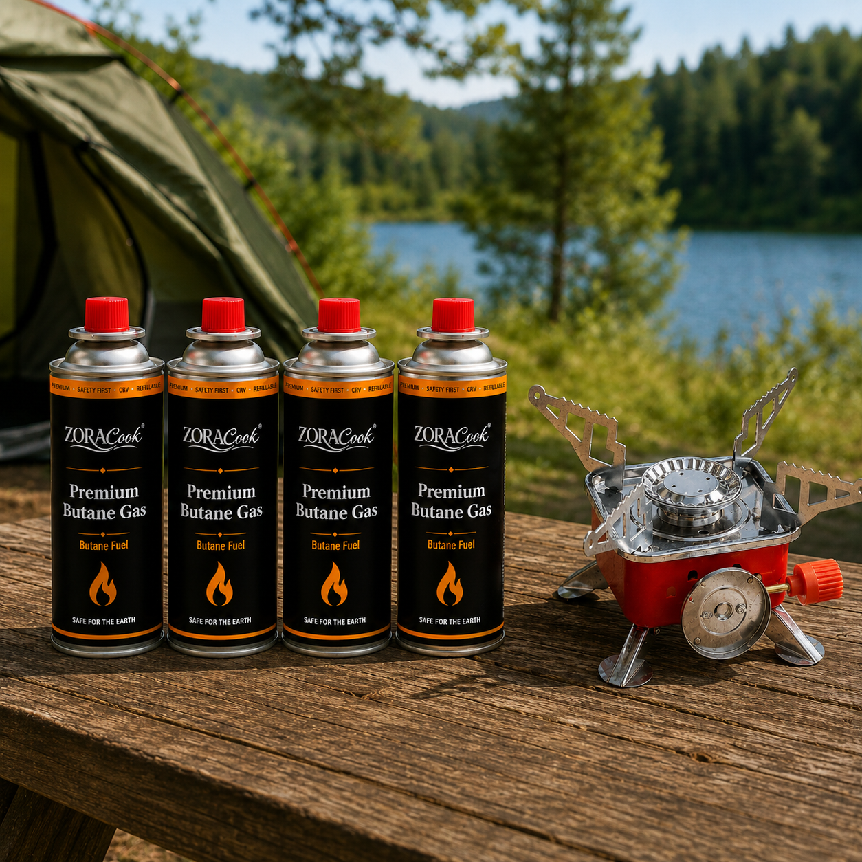 ZoraCook 4 gas cans and mini camping stove