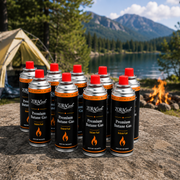 ZoraCook Butane Gas Can Pack of 8 — Value Fuel Pack for Portable Stoves, Camping & Torches