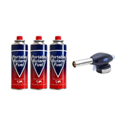ZoraCook 3 Gas Cylinders + Blue Gun Torch Combo