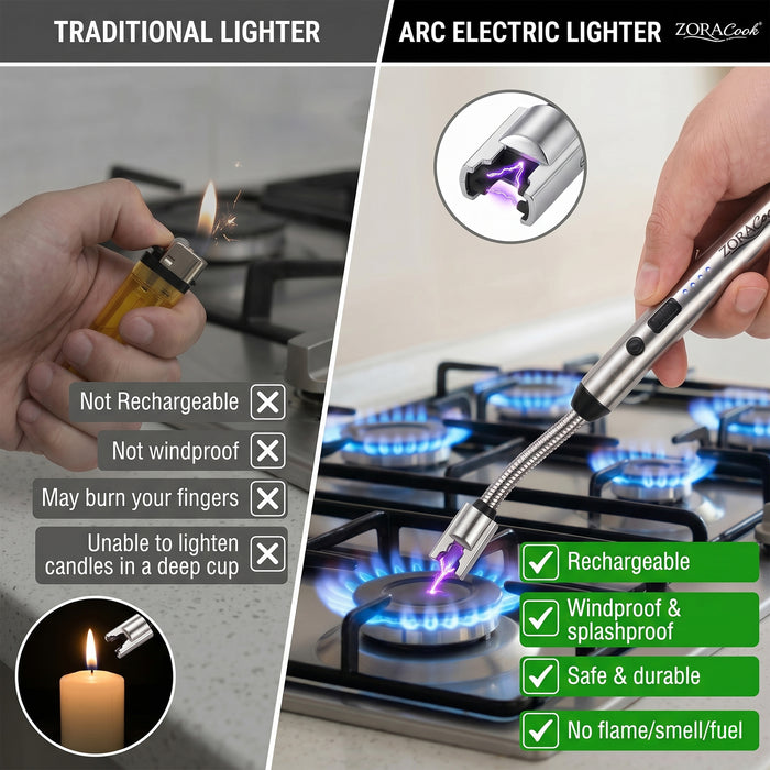 Arc electric lighter vs traditional lighter comparison by ZORACook