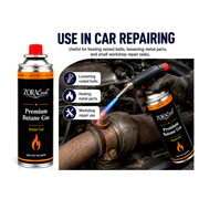 ZORACook butane gas can with a compatible torch heating a rusted bolt