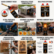 ZORACook butane gas can with quick-connect head, stove compatibility and bulk pack options