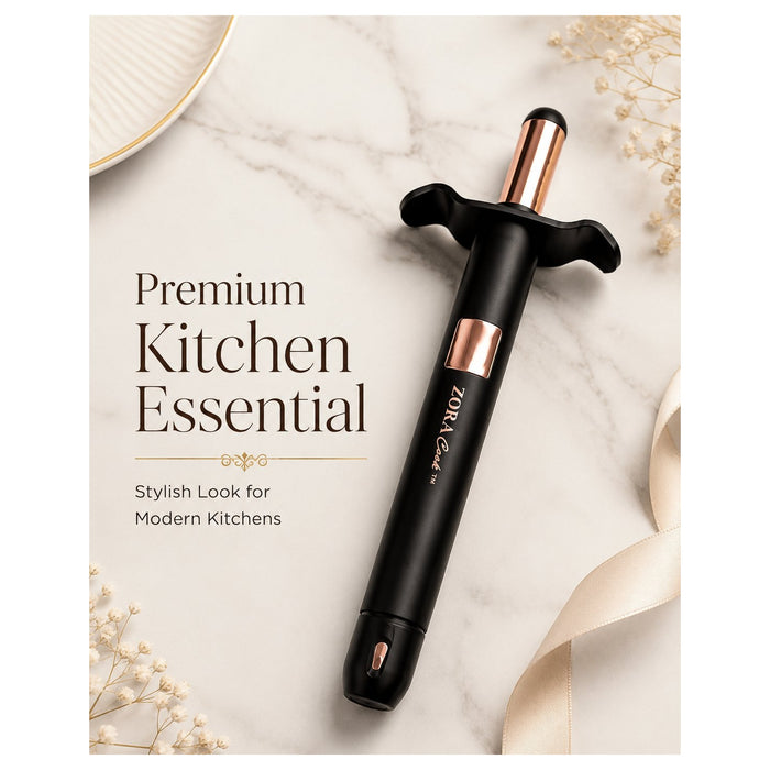 ZORACook matte black kitchen gas lighter with rose-gold accents