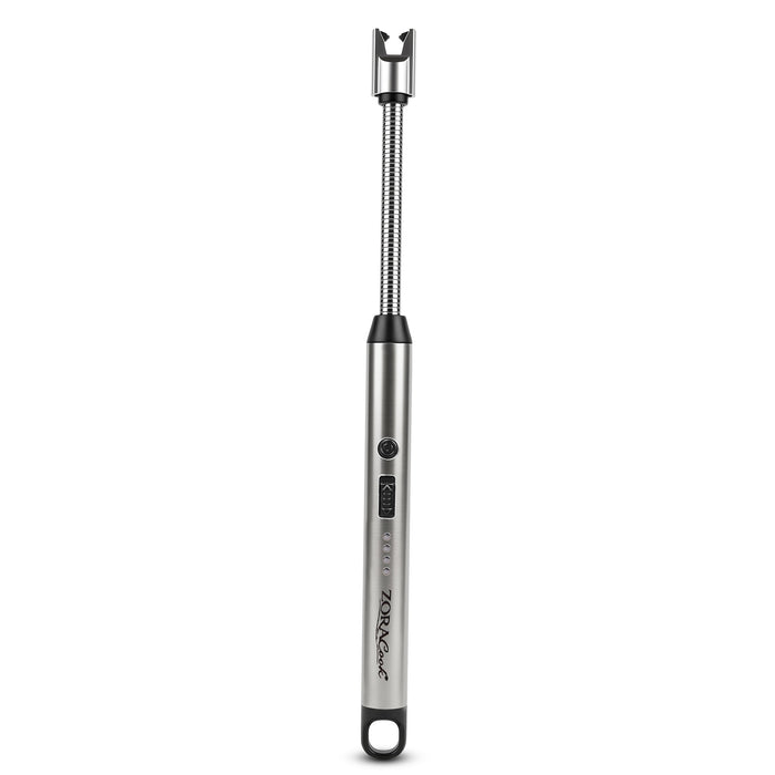 ZORACook Arc BBQ Lighter full view, flexible metal neck and stainless body