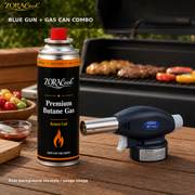 ZoraCook BBQ setup with gas and torch