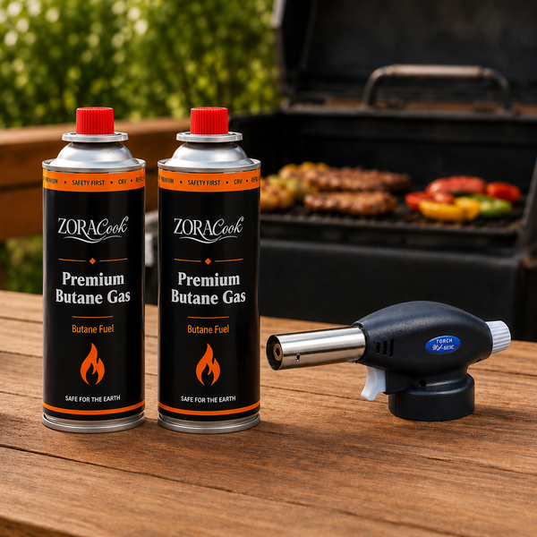 ZORACook Handheld Butane Torch with 2 butane gas cans