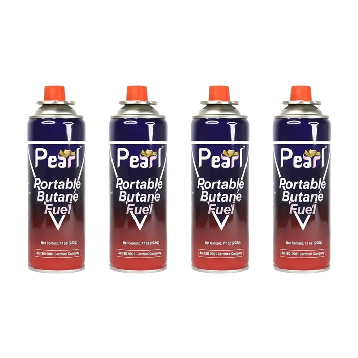 Four 225g cassette-type butane gas canisters included in this combo