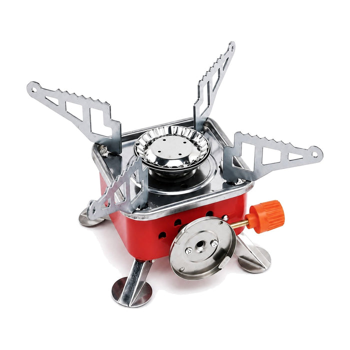 ZORACook Portable Mini Gas Stove with folding pot supports and legs extended