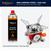 ZoraCook premium camping stove and gas can