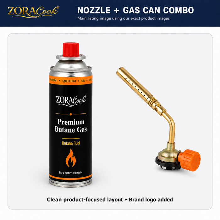 ZoraCook nozzle and gas can combo display