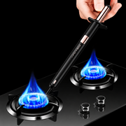 ZORACook black spark gas lighter beside two lit gas burners