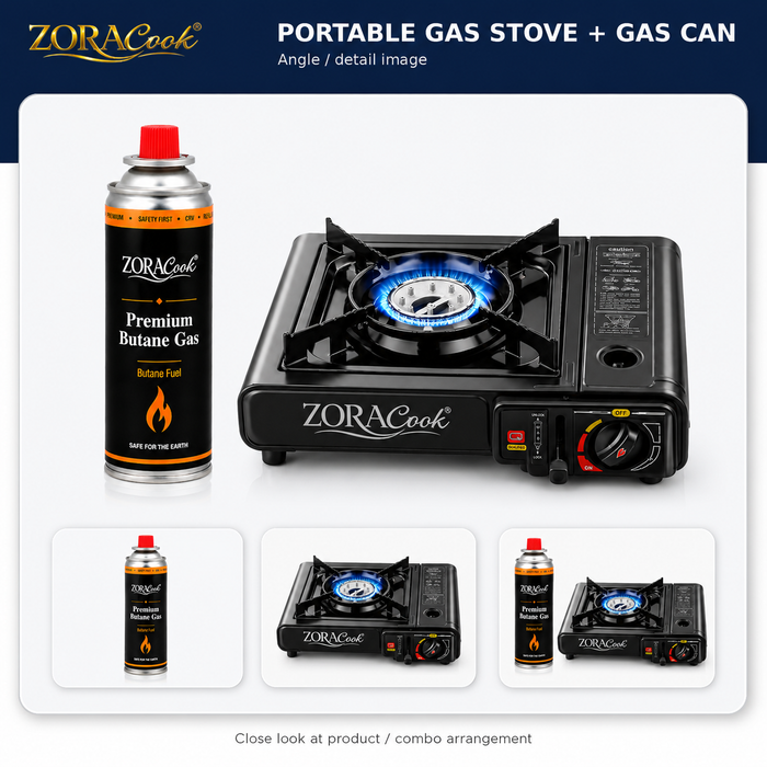 ZoraCook portable gas stove and fuel kit
