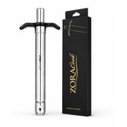 ZORACook Premium Steel Gas Lighter beside its black and gold retail box