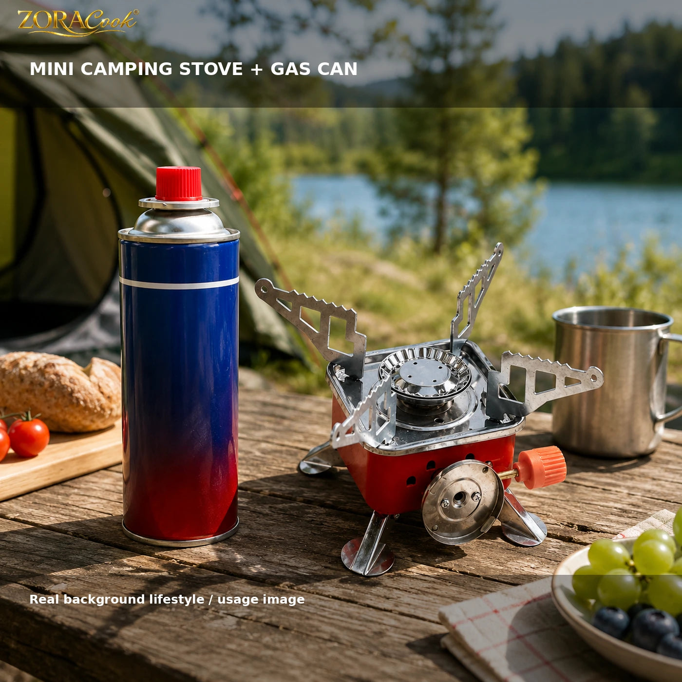 ZoraCook 1 Gas Can + Mini Camping Stove Combo