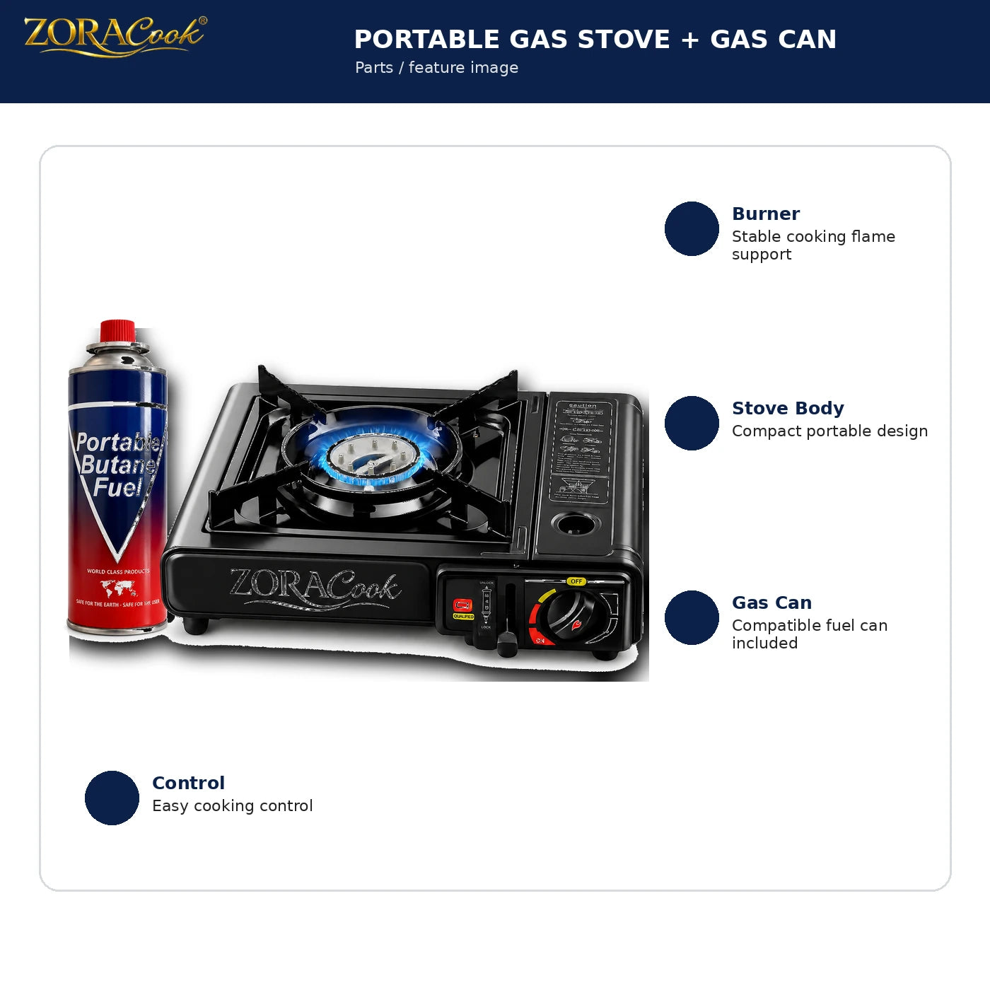 ZoraCook 1 Gas Can + Portable Gas Stove Combo
