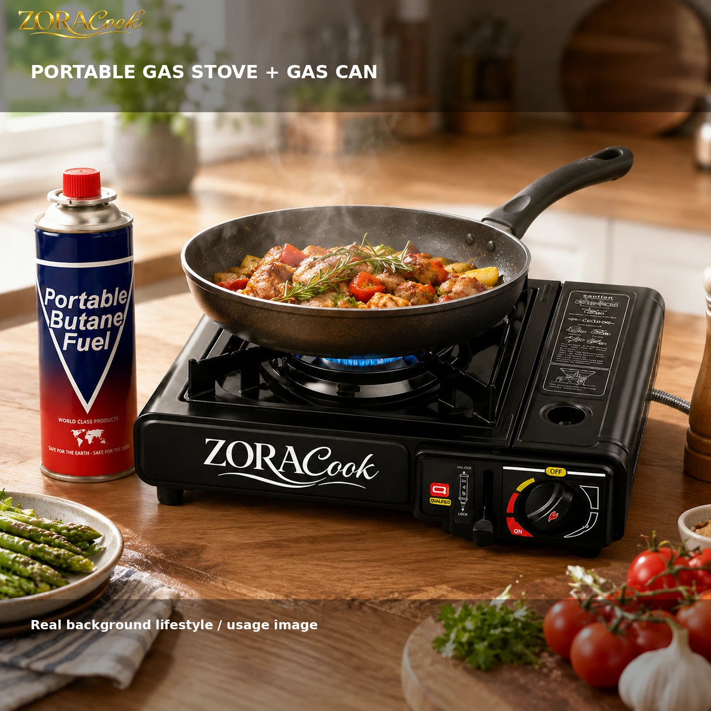 ZoraCook 1 Gas Can + Portable Gas Stove Combo