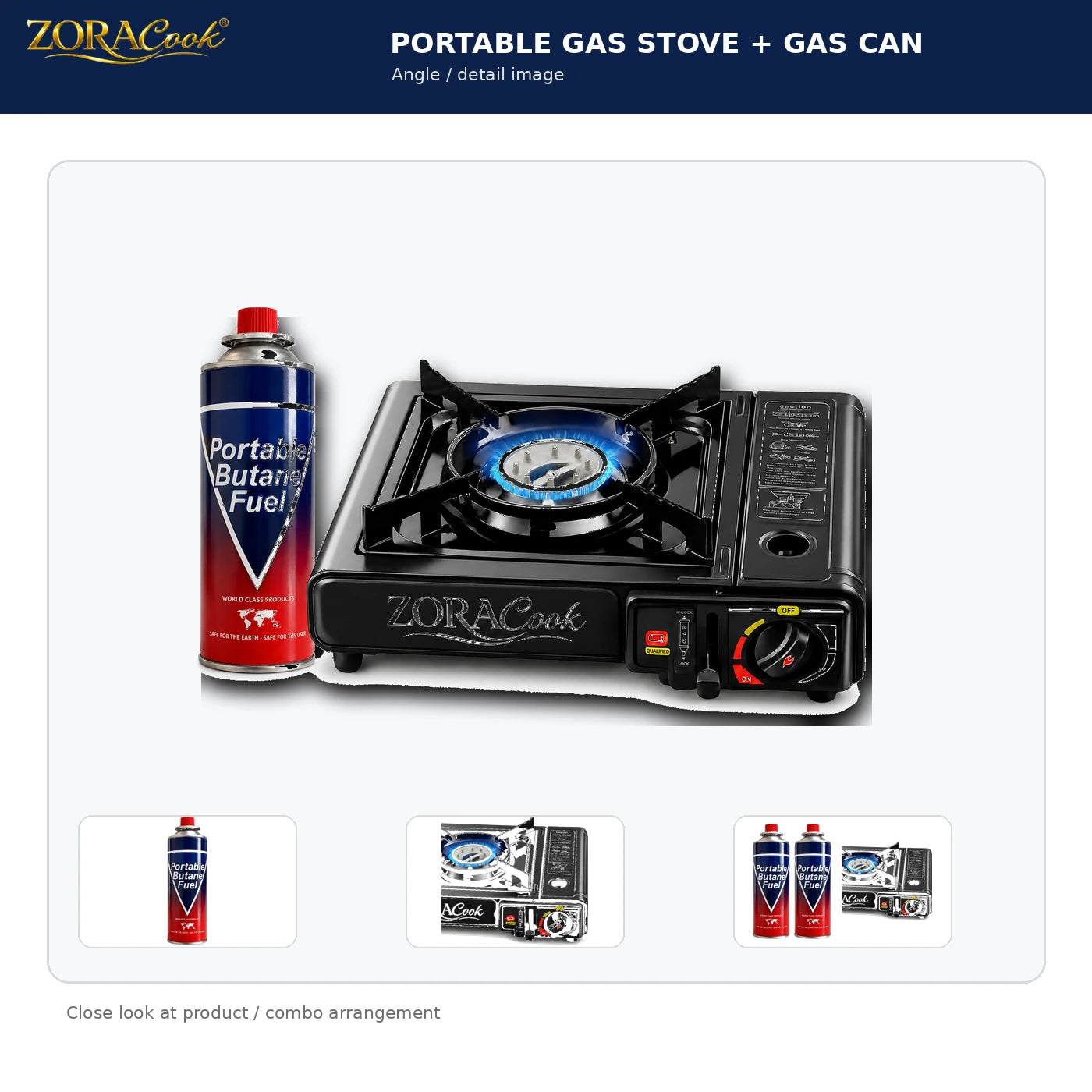 ZoraCook 1 Gas Can + Portable Gas Stove Combo