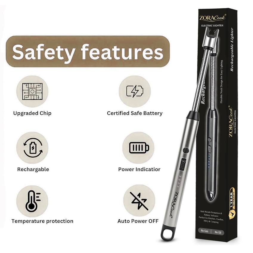 ZoraCook Arc BBQ Lighter — USB Rechargeable | 360° Flexible Neck | Windproof Plasma Arc extra 1