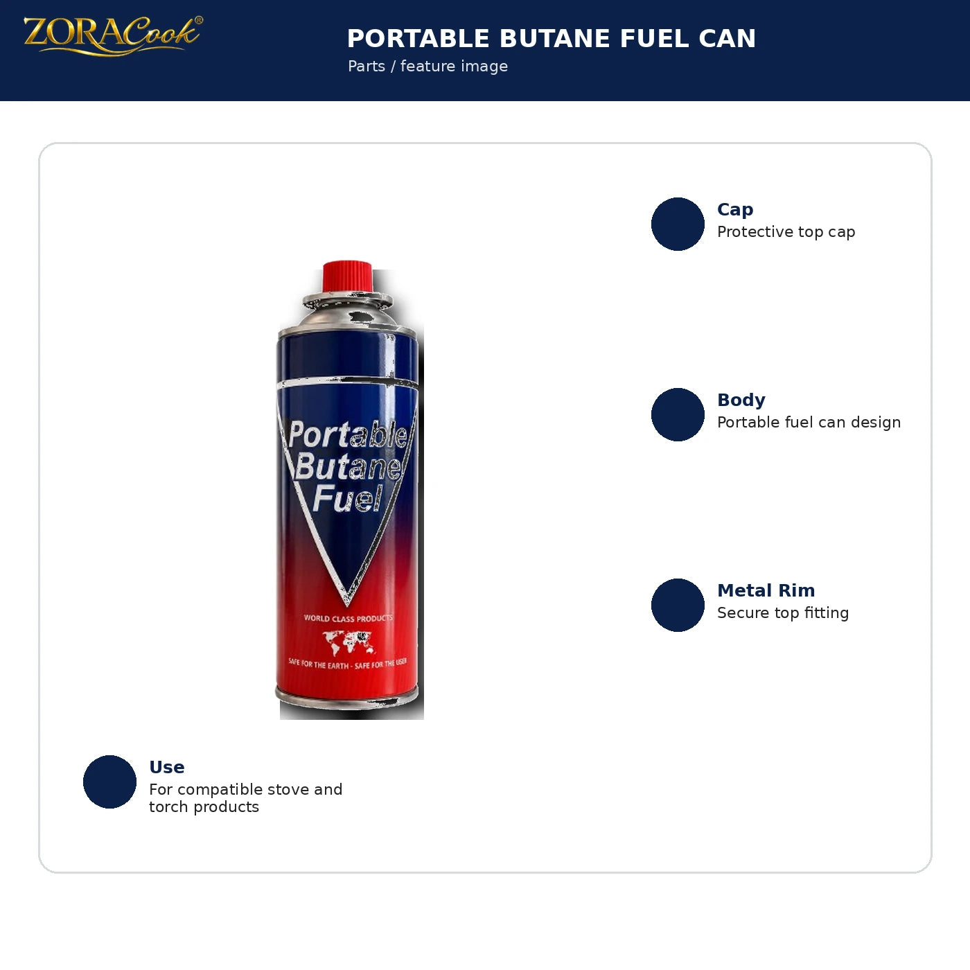 ZoraCook Portable Butane Gas Cylinder features image