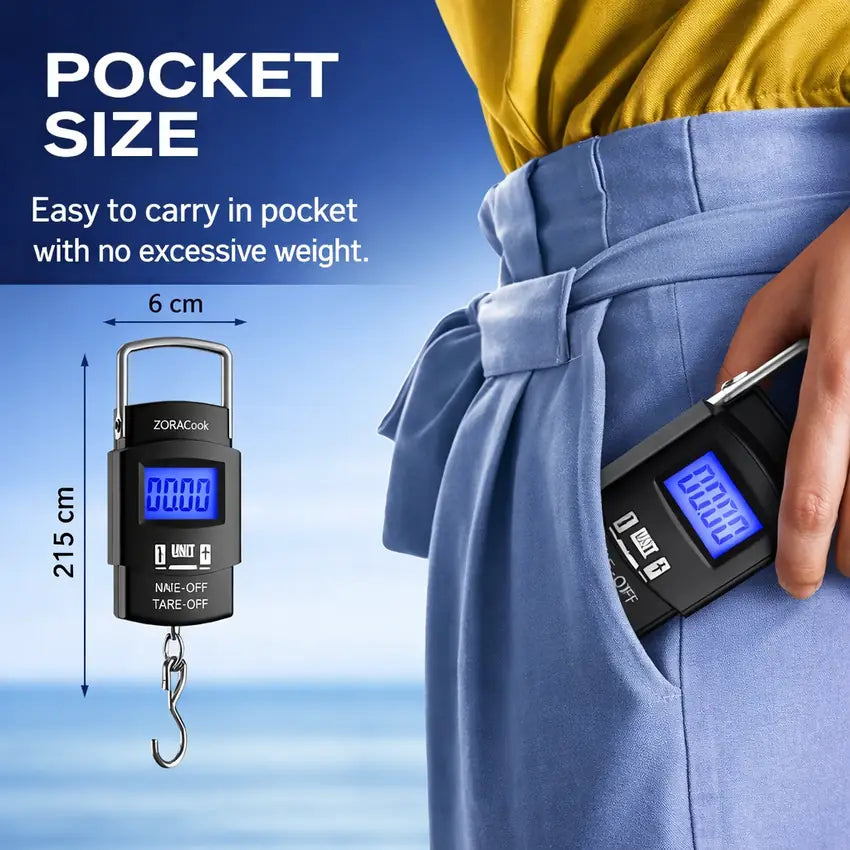 ZoraCook Portable Hanging Digital Scale 50kg — Backlit LCD | Tare Function | Auto-Off extra 2