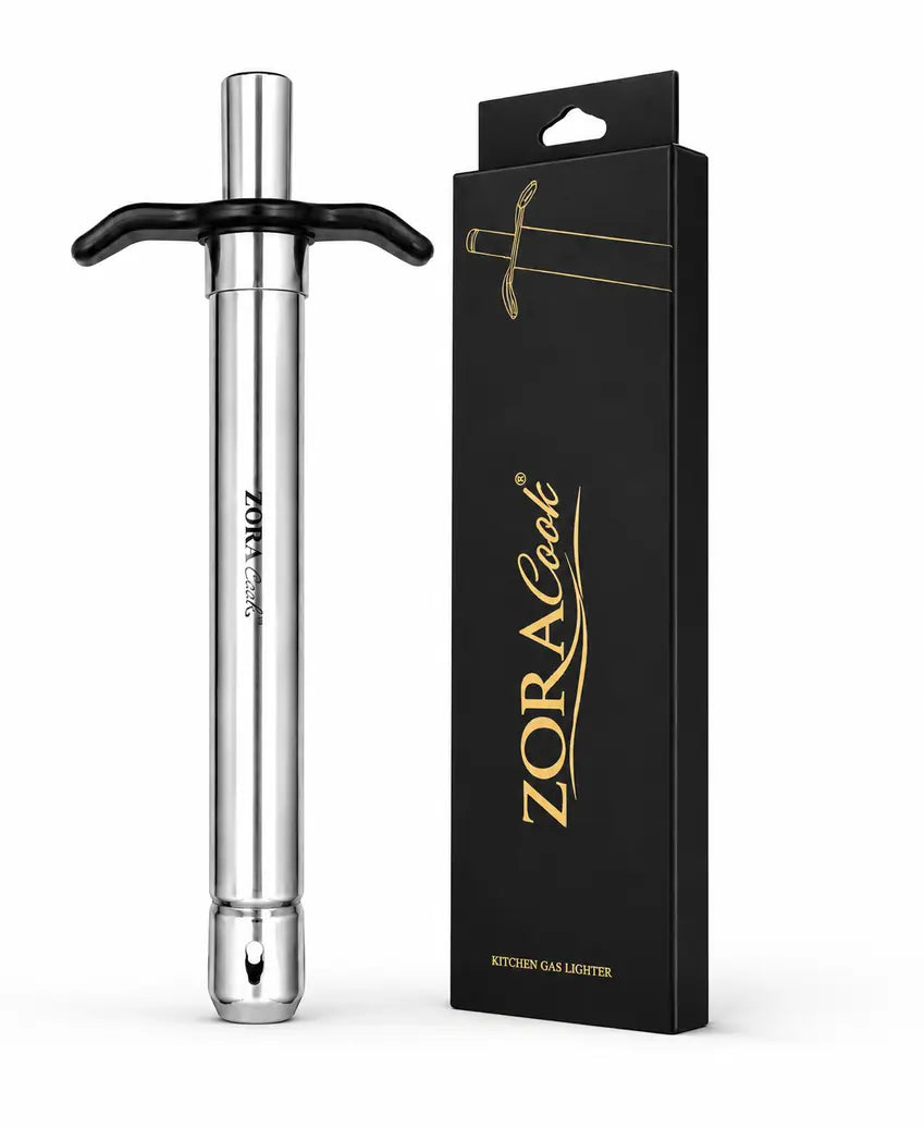 ZoraCook Premium Steel Gas Lighter — Stainless Steel Body | Piezo Ignition | 10,000+ Sparks
